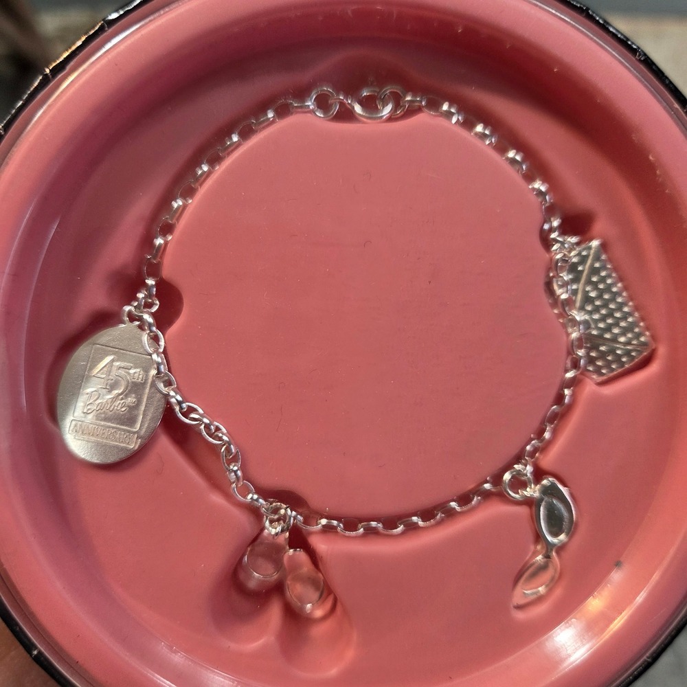 Vintage Hallmark Barbie 45th Anniversary Sterling Silver Charm Bracelet 2004 - Picture 6 of 10